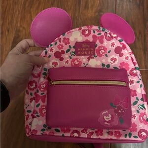 Disney Minnie Mouse Pink and White Floral Backpack